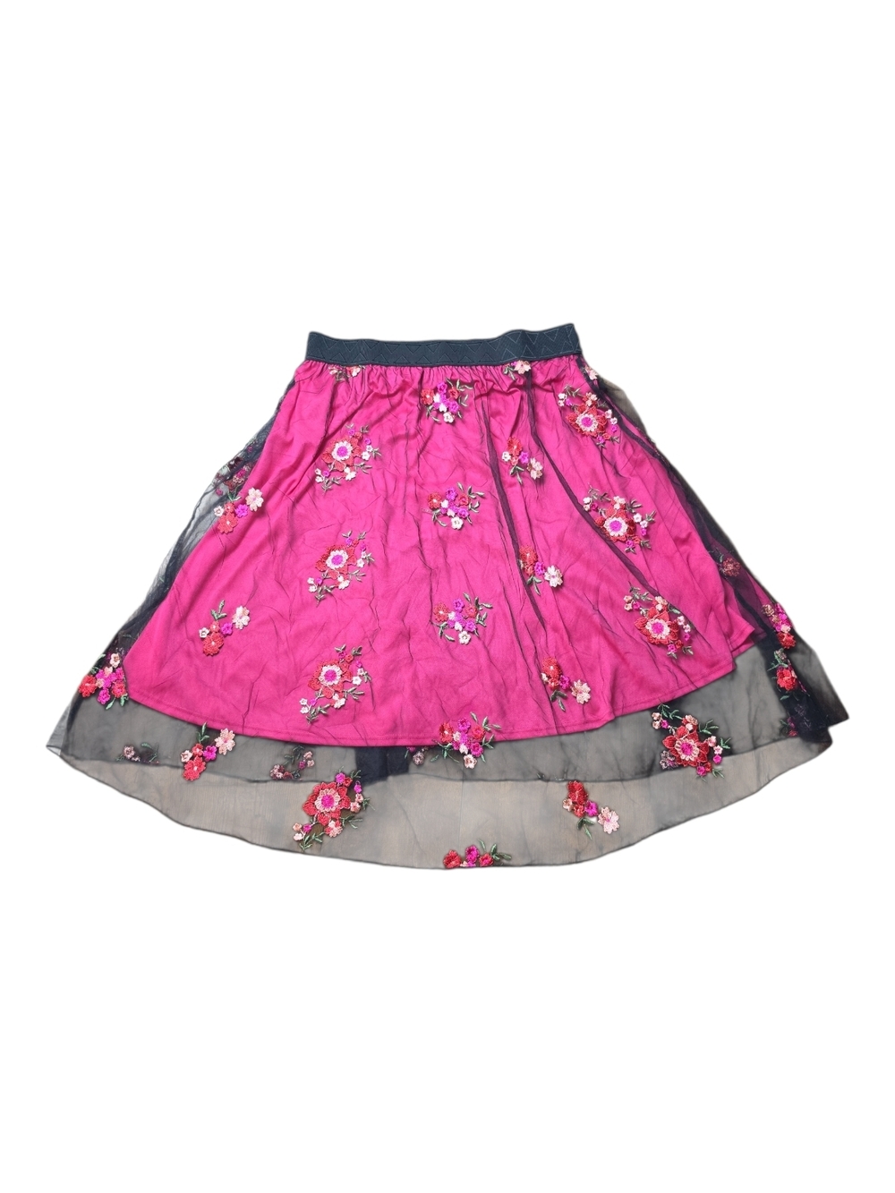 LULAROE | Lola Stretch Whimsygoth Fairy Floral Embroidered Mesh Midi Skirt | L - Picture 2 of 9